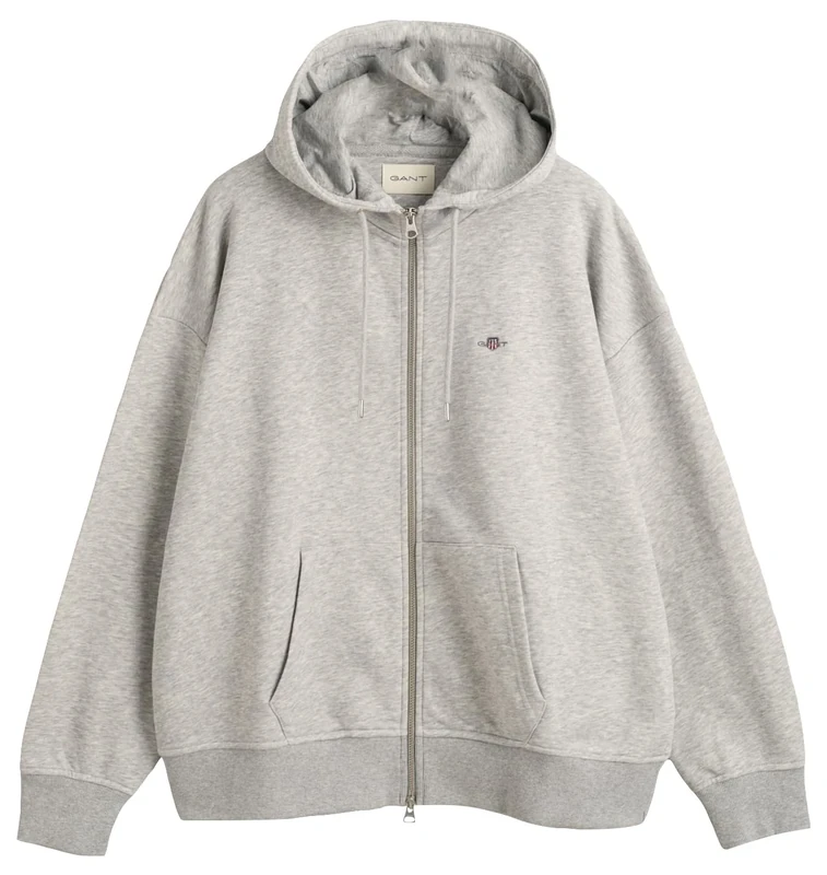 GANT Women's Shield Zip Hoodie Hooded Sweatshirt, Light Grey Mix, XL - Image 1
