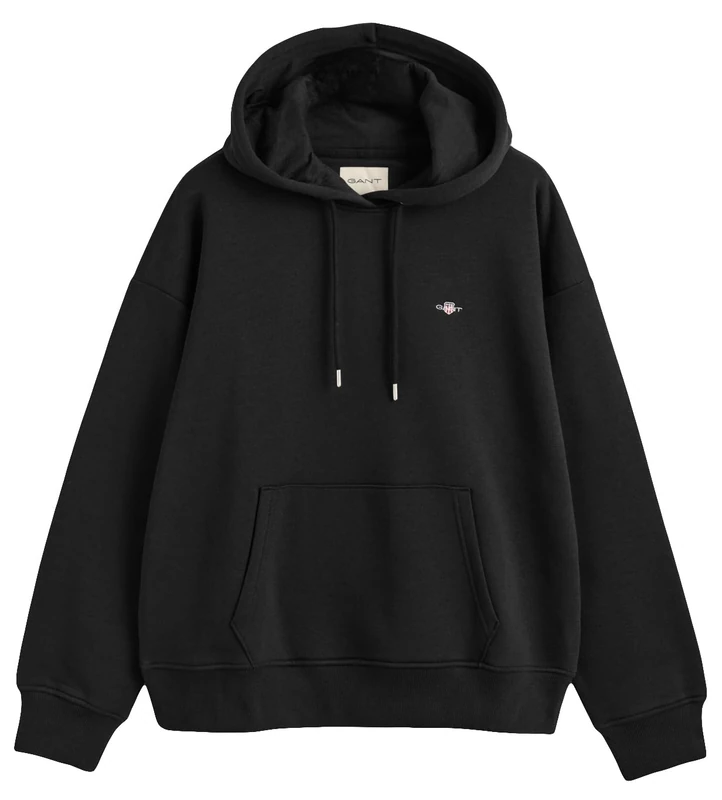 GANT Women's Shield Hoodie Hooded Sweatshirt, Black, XL
