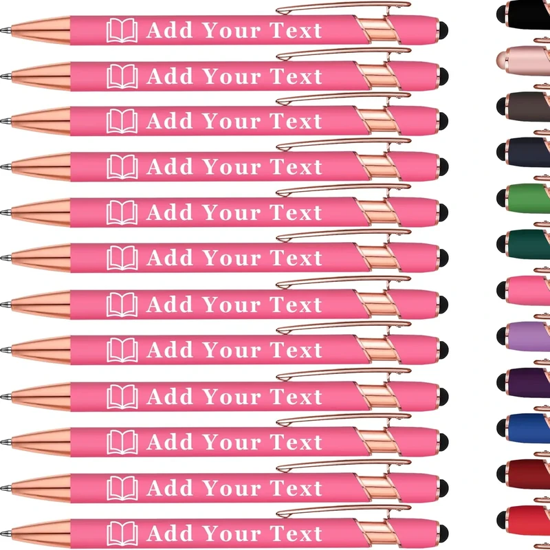 KoelntDIY Personalised Pens Custom Ballpoint Pen with Stylus Tip Customised Engraved Metal Pen with Name Text Logo for Business Writing Graduation Journaling Signature 12 Colors