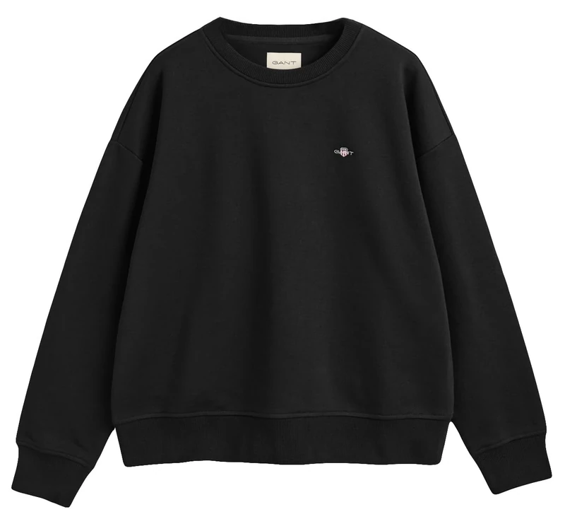 GANT Women's Shield C-Neck Sweat Sweatshirt, black, L