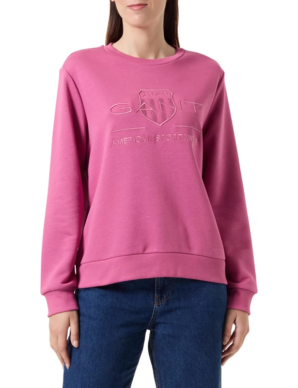 GANT Women's Reg Tonal Shield C-Neck Sweat Sweatshirt, Dark Lavender, XS