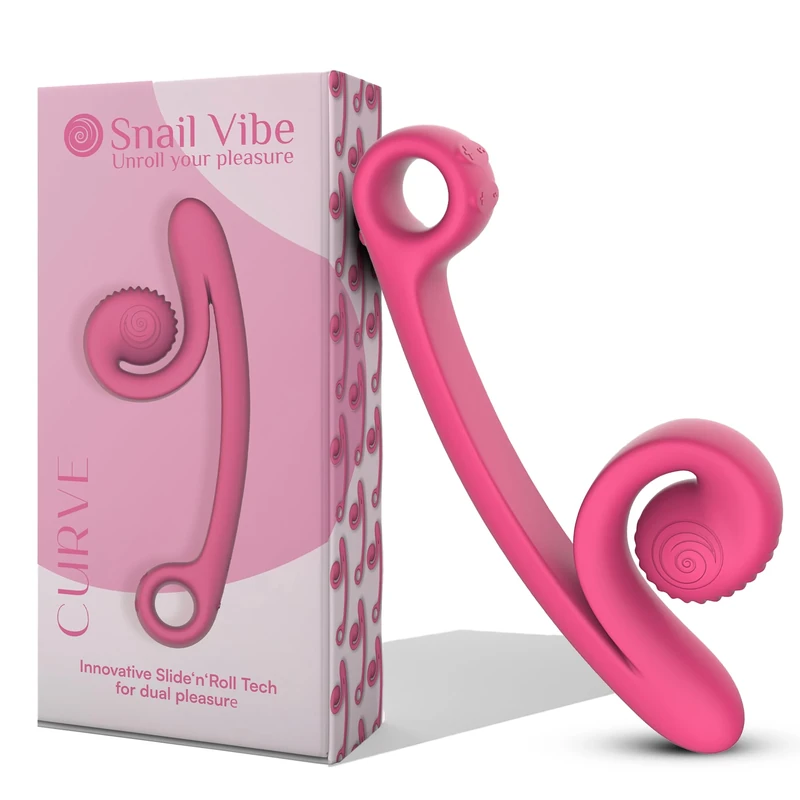 Snail Vibe Curve Vibrator for Women - Pink - Dual Stimulation Vibrators and Adult Sex Toys for Woman from S-Vibe, A Rechargeable, Waterproof, Quiet Adult Toy for Women