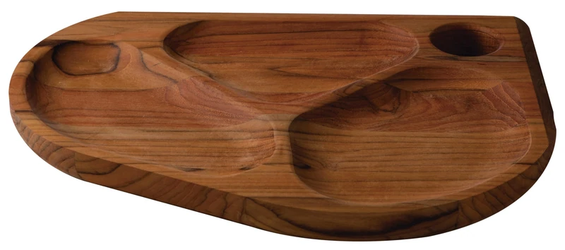 Tramontina Folium Snack Serving Board, Teak, FSC, Particularly Sustainable, Unique, Snack Plate, for Tapas, Dips, Snacks, Fruit