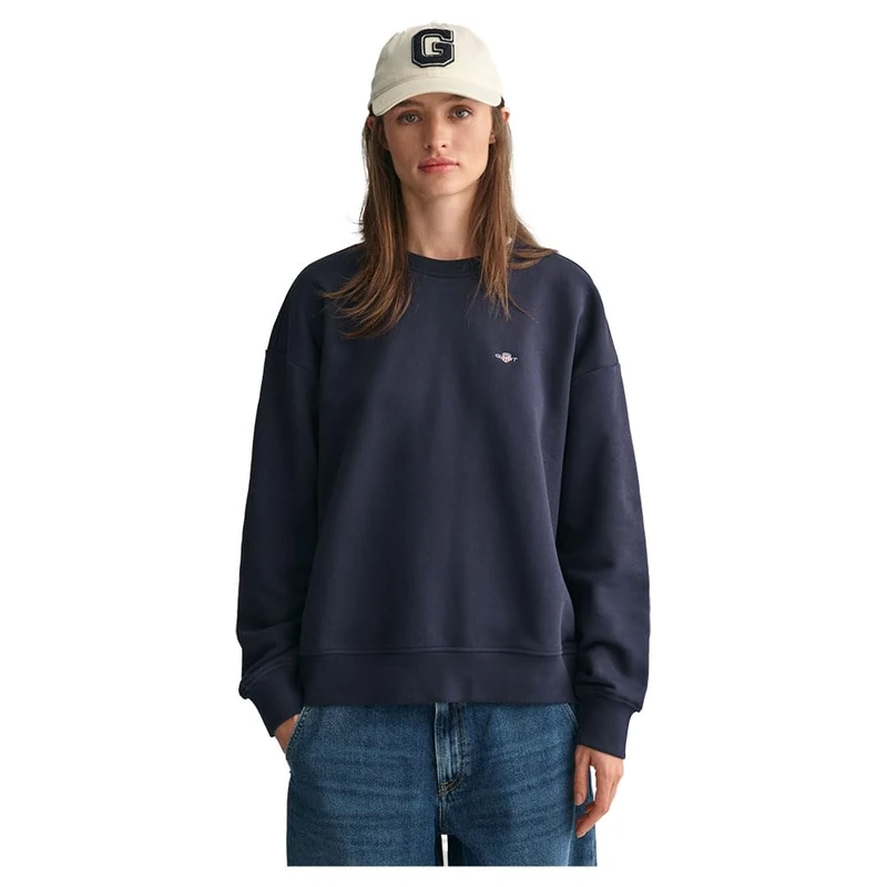 GANT Women's Shield C-Neck Sweat Sweatshirt, Evening Blue, L