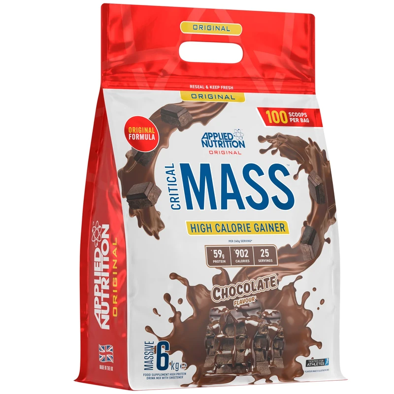 Applied Nutrition Original Critical Mass - Weight Gainer with MCT Powder, High Calorie Protein Powder Mass Gainer (6kg - 25 Servings) (Chocolate)