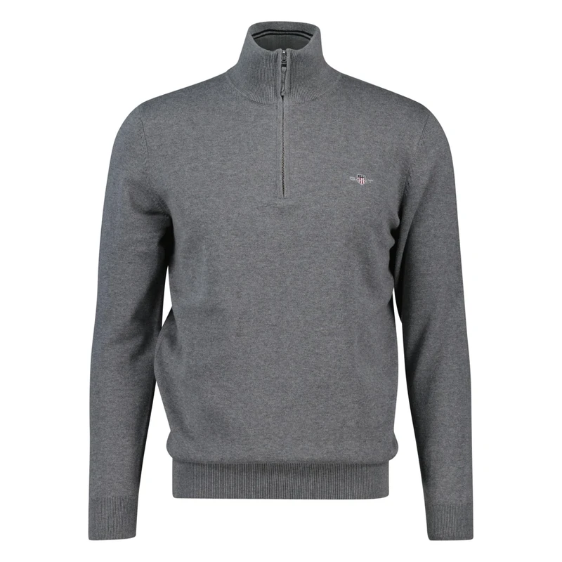 GANT Men's Casual Cotton Halfzip Pullover, Dark Grey Blend, XL