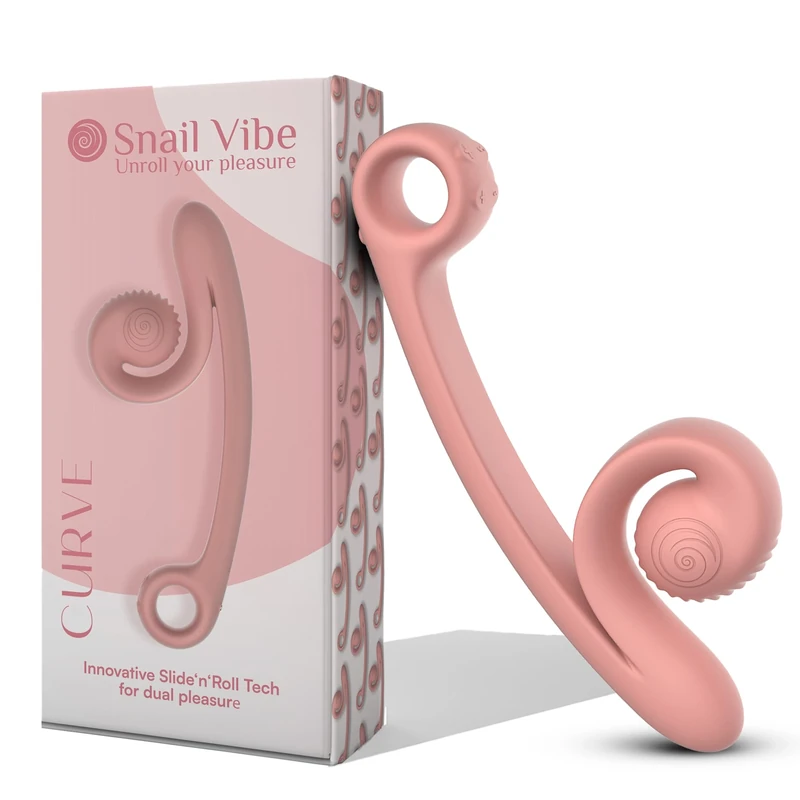 Snail Vibe Curve Vibrator for Women - Peachy Pink - Dual Stimulation Vibrators and Adult Sex Toys for Woman from S-Vibe, A Rechargeable, Waterproof, Quiet Adult Toy for Women