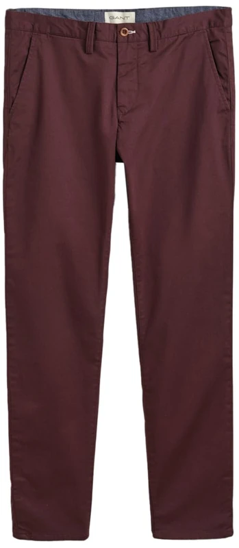 GANT Men's Slim Twill Chinos Classic Trousers, Dark Mahogany, 36 W/34 L
