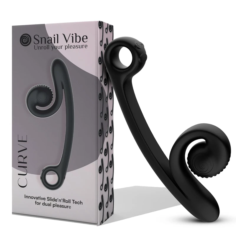 Snail Vibe Curve Vibrator for Women - Black - Dual Stimulation Vibrators and Adult Sex Toys for Woman from S-Vibe, A Rechargeable, Waterproof, Quiet Adult Toy for Women