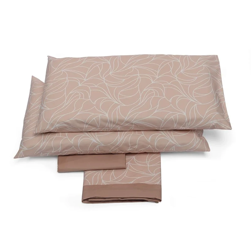 Foppapedretti Notte & Natura 2P Double Bed Set, Top Sheet, Fitted Sheet and 2 Pillowcases; Onda Pesca 100% Cotton, Made in Italy