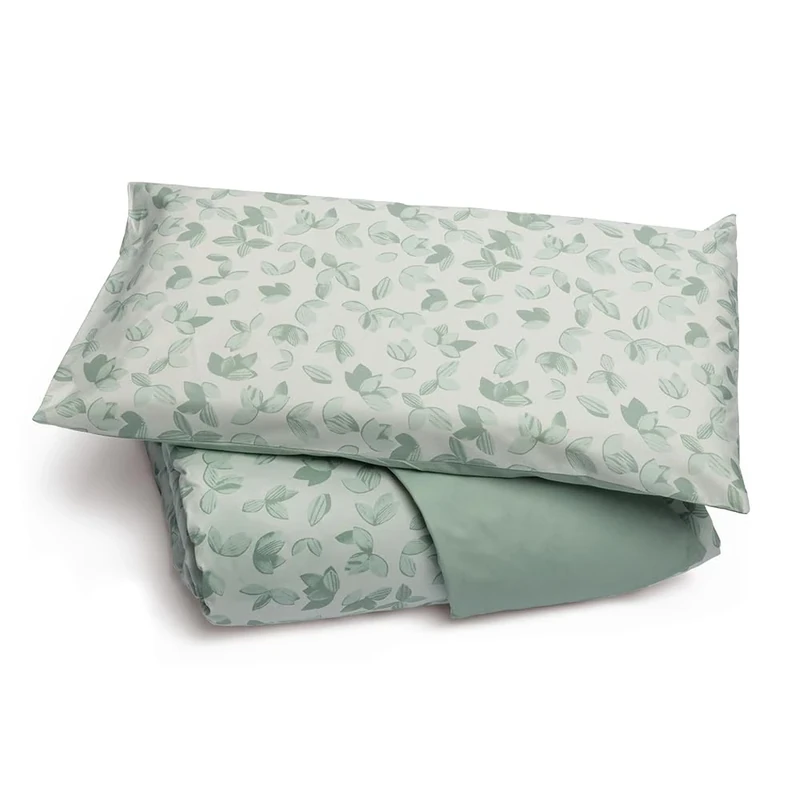 Foppapedretti Notte & Natura Duvet Cover Set with Pillowcase; Sage Leaves 100% Cotton, Made in Italy