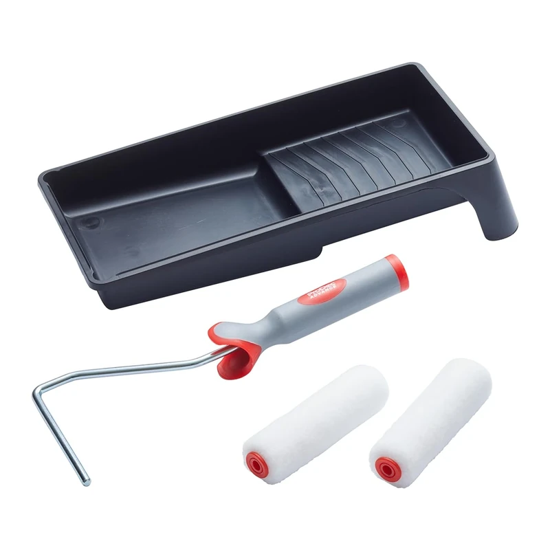 ProDec Advance 4 pc Ice Fusion Mini Paint Roller Set, 2X Rollers, Frame & Paint Tray - Ultra-Smooth Finish with Emulsion & Satin Paints on Interior Walls,Ceilings,Wood,Metal, 4" Paint Roller Set