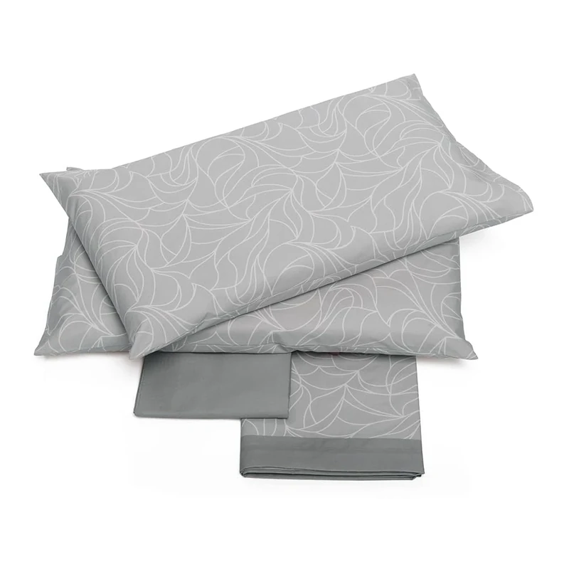 Foppapedretti Notte & Natura Double Bed Set 2P, Top Sheet, Fitted Sheet and 2 Pillowcases; Pearl Wave 100% Cotton, Made in Italy