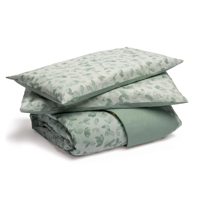 Foppapedretti Nuit & Nature Duvet Cover 2P 2P with 2 Pillowcases; Sage Leaves 100% Cotton, Made in Italy