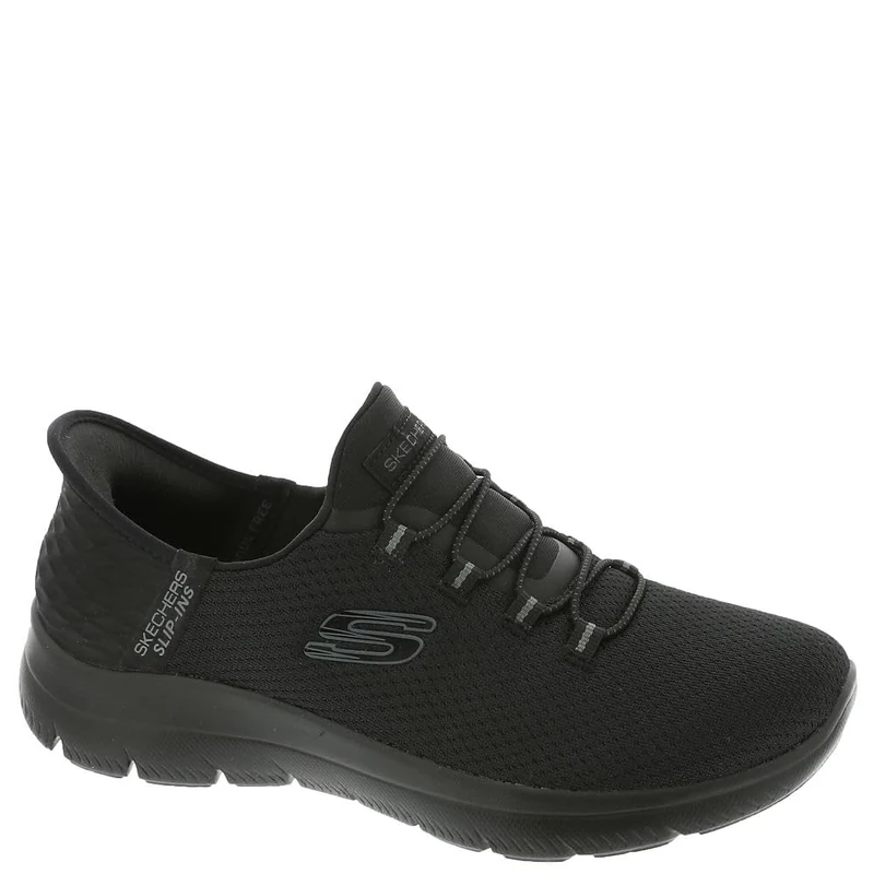 Skechers Women's Summits Diamond Dream Slip-On Sneakers, Black Mesh/Gunmetal Trim, 4 UK Wide
