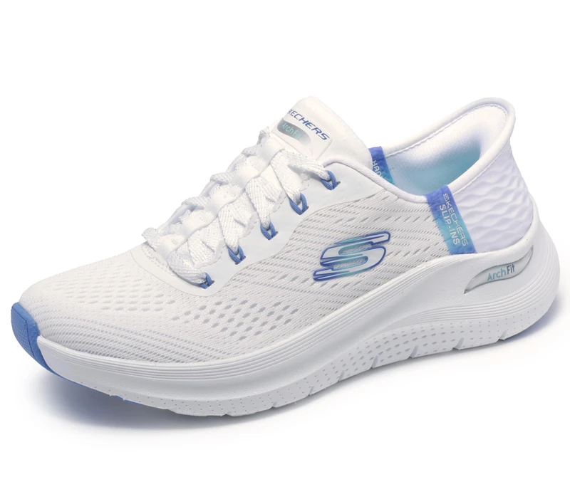 Skechers Women's Arch Fit 2.0 Easy Chic Hands Free Slip-ins Sneaker, White Blue, 7 - Image 1