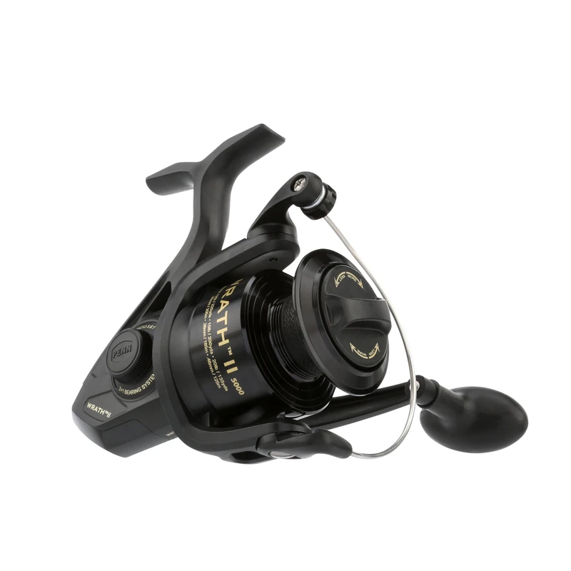 PENN Wrath II Saltwater Spinning Fishing Reel, Size 5000, Right/Left Handle Position, Corrosion-Resistant Graphite Body, Machined Anodized Aluminum Spool