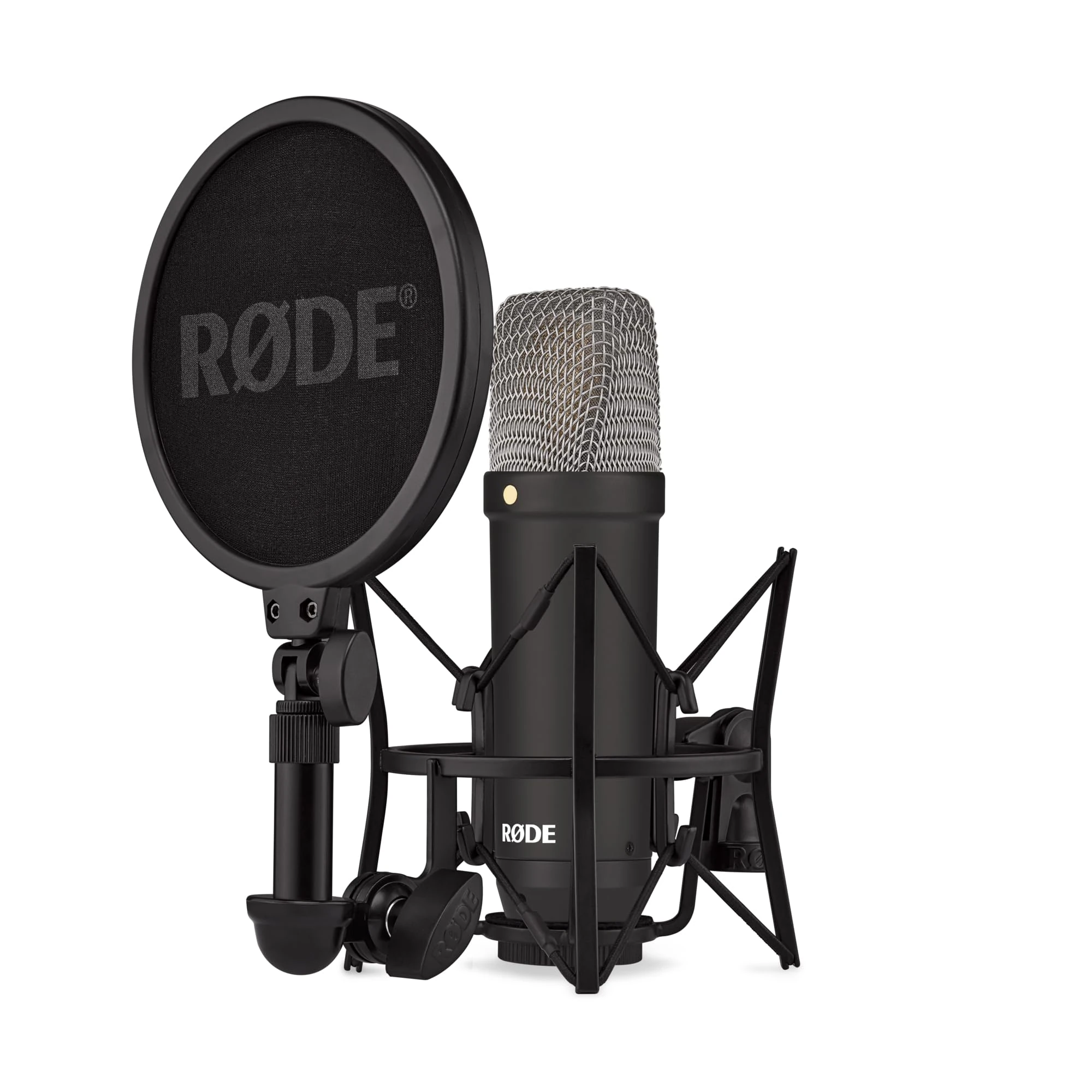 RØDE NT1 Signature Series Large-diaphragm Condenser Microphone with Shock Mount, Pop Filter and XLR Cable for Music Production, Vocal Recording, Streaming and Podcasting