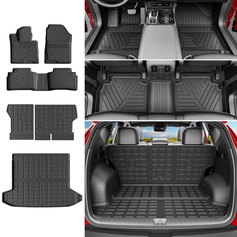 powoq Floor Mat Compatible with 2022 2023 2024 Hyundai Tucson Trunk Mat Backrest Mat TPE Cargo Liner Replacement for 2022-2024 Hyundai Tucson Accessories(Upgrade Trunk Mat+Backrest Mat+Floor Mat)