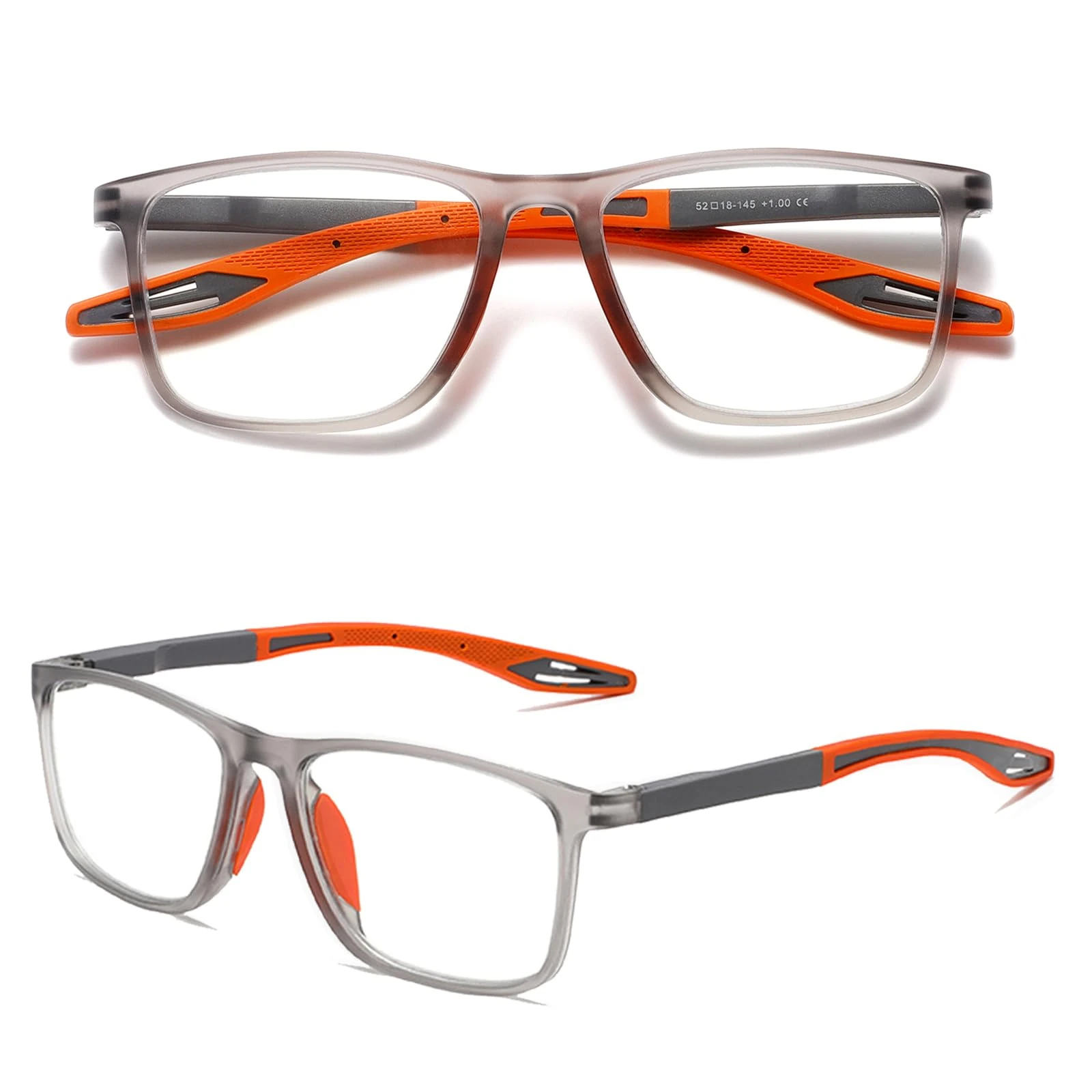 Hubeye TR90 Sports Reading Glasses for Men and Women Square Comfortable Flexible Blue Light Blocking Computer Readers 2.75