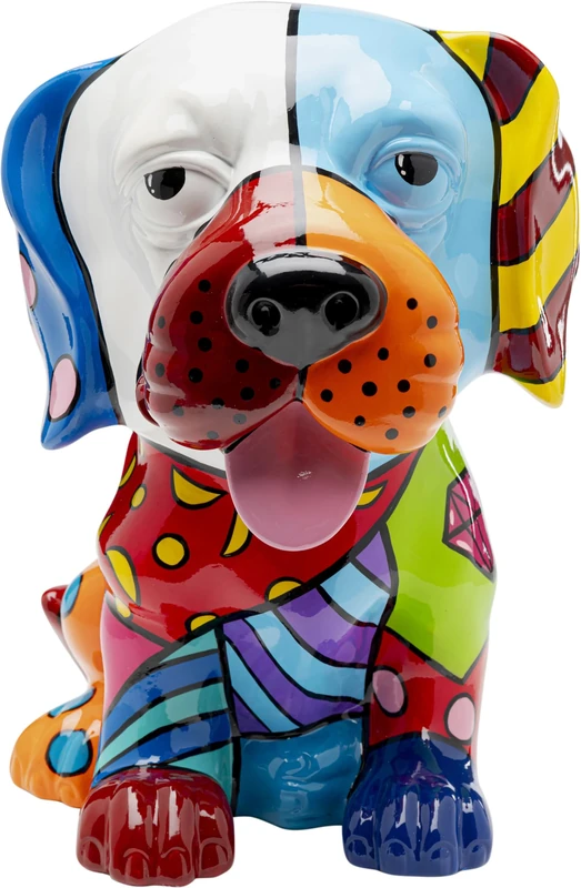 Kare Design Deco Figurine Dog Patchwork, Multicolor, 35x31x25 cm, Decorative Object, Hand-Painted, Funny Statue, Playful Patchwork Dog Motif, Living Room, Bedroom