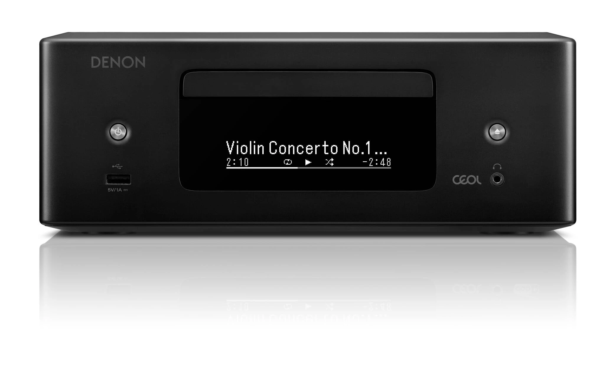 Denon RCD-N12DAB Compact System, HiFi Amplifier, CD Player, Internet Radio, Music Streaming, HEOS Multiroom, Bluetooth and WiFi, AirPlay 2, Alexa Compatible, 2 Optical TV Inputs, DAB+ Radio