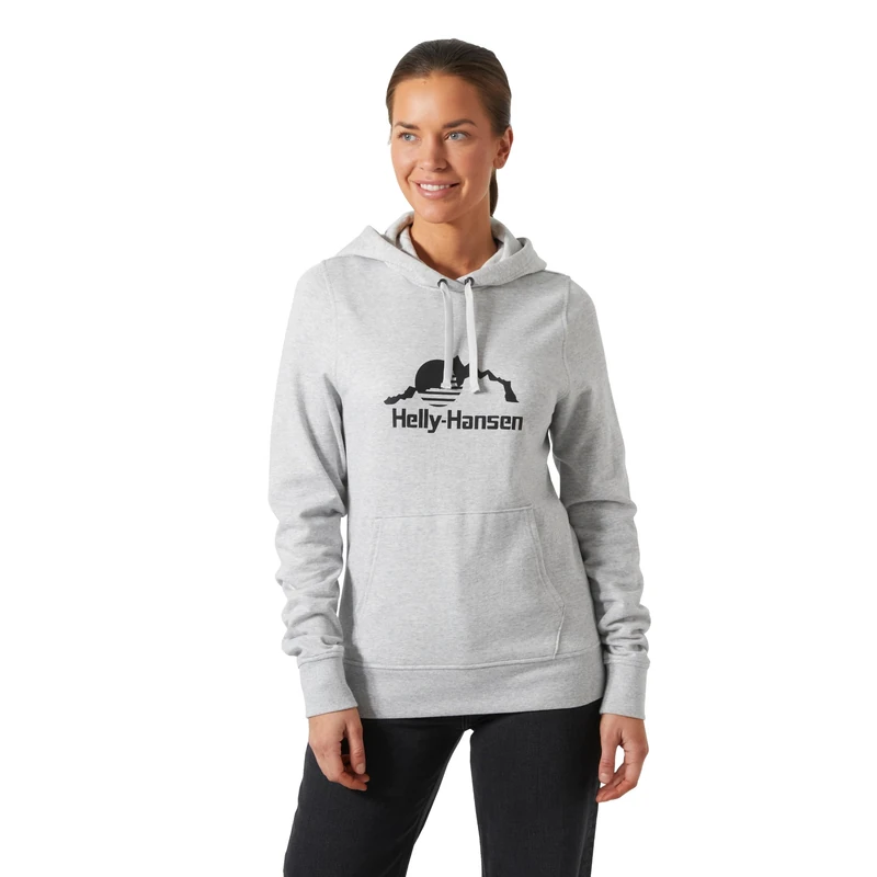 Helly Hansen Women's W Nord Graphic Pullover Hoodie, Grey Melange 2.0, XL