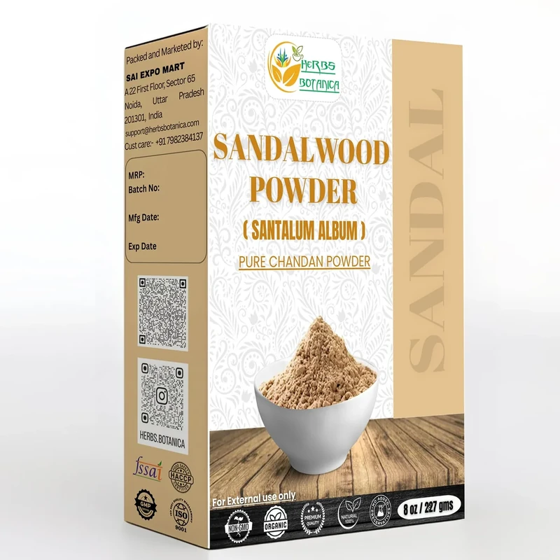 Herbs Botanica Chandan Sandalwood Powder Organic 227gm / 8 oz For Skin, Face Pack, Face Mask, Worship Tilak, Auspicious Occasions 100% Natural, Soothing, Cleansing, Wrinkles - Image 1