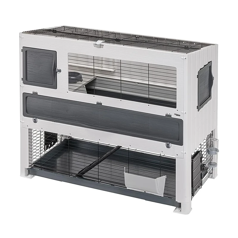 Ferplast Rabbit Cage BONNIE LARGE with Pet Pen, Indoor Rabbit Hutch 2-Storey, Guinea Pig Cage, with Enclosure for Rabbits, Rabbit House and Water Bottle, 128 x 64 x h 113 cm, in Plastic
