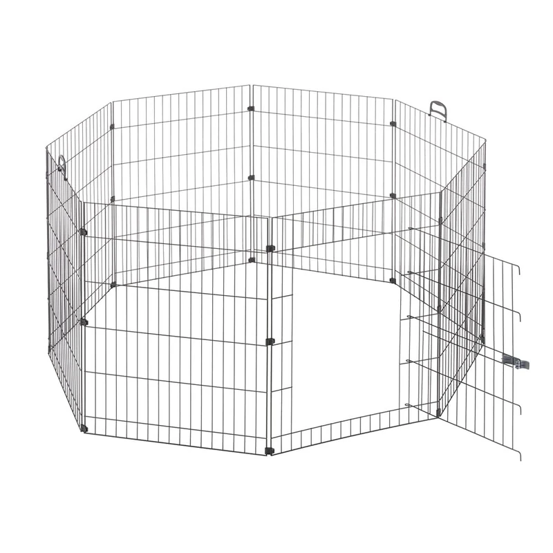 Ferplast Rabbit Pen FREERUN MEDIUM, Rabbits, Guinea Pig, Small Animals, Pet Playpen, Metal Fence, Pet Enclosure with Handles and Door, Diameter 140 x 76.5 cm, in Rustproof Steel