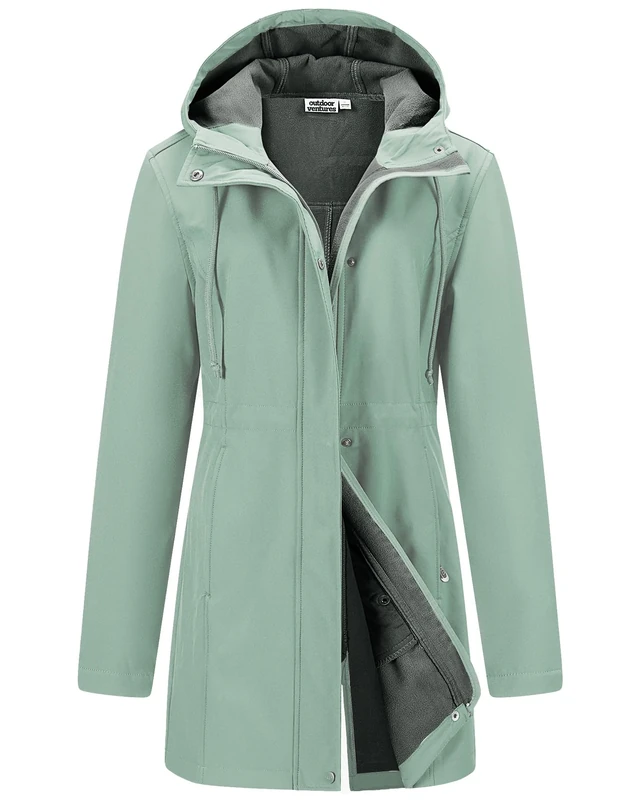 Outdoor Ventures Softshell Jacket Ladies Rain Jacket Functional Rain Coat Windbreaker Waterproof Hiking Jacket Breathable Outdoor Jacket with Hood for Spring Fall Winter China Green 4XL