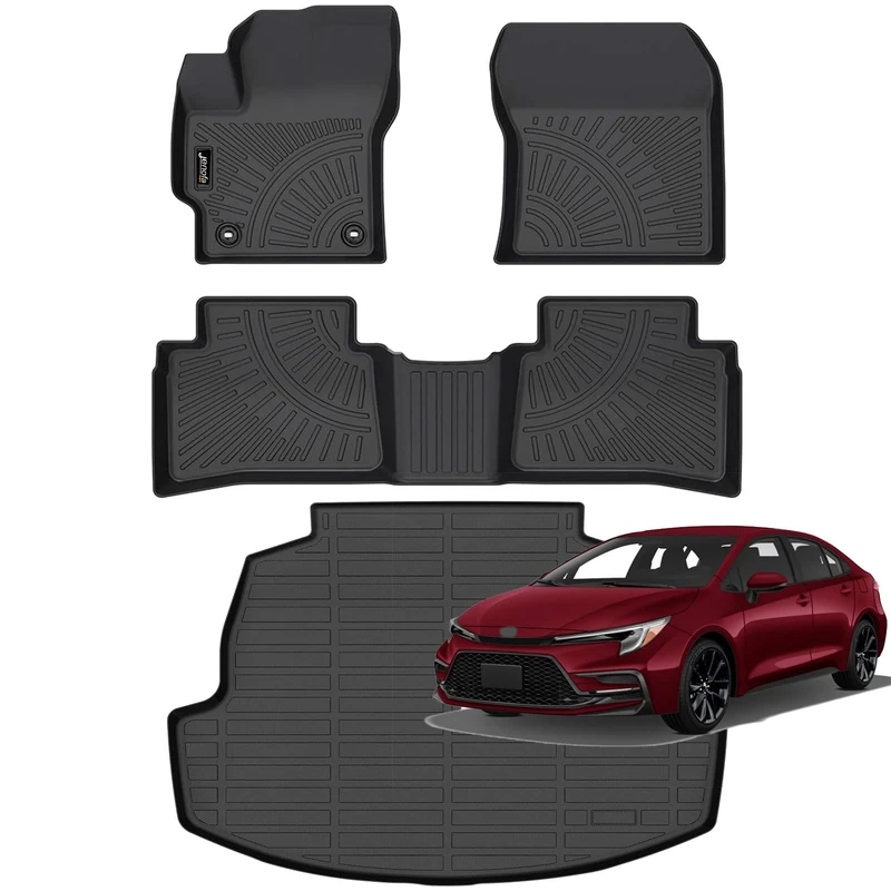 Jenofa Car Floor Mats & Cargo Liner for 2020-2023 Corolla Sedan & 2020-2023 Corolla Hybrid All Weather Floor Mats Set for Corolla Sedan & Corolla Hybrid Full Set Durable Floor Liners