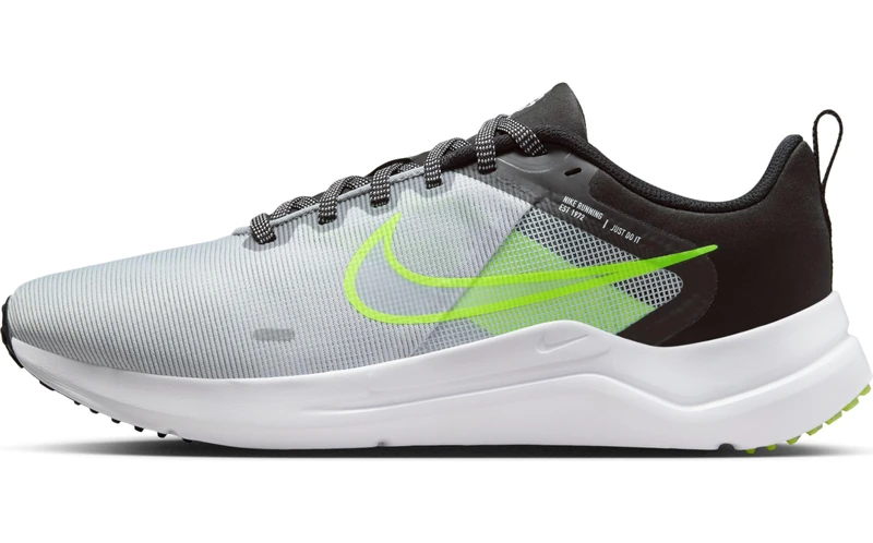 NIKE Men's Downshifter 12 Running Shoe, Grey White Black Wolf Grey White Black Volt, 6 UK