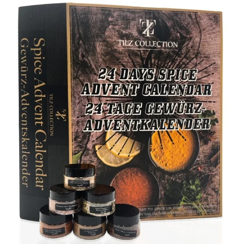 Gourmet Spice Advent Calendar 2025 – 24 Jars of Herbs, Spices & Seasonings Including BBQ Rub, Lemon Pepper & Chilli Lime – Culinary Christmas Countdown Gift for Men, Women, Chefs & Food Lovers