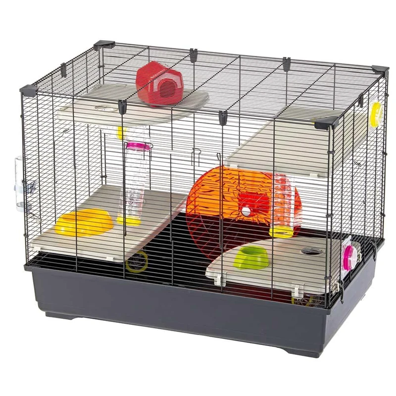 Ferplast VILLAGE 80 Large Hamster Cage - Spacious Five-Storey Habitat with Tunnel System - Extra-Large Exercise Wheel & Accessories Included - Tubes Connect&Play, 82x51xh62cm