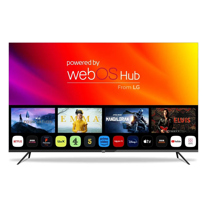 Cello 75″ inch Smart Ultrafast WebOS Full HD TV with Freeview Play FreeSat, Bluetooth. Netflix, Apple TV+, Prime Video, Paramount+, BBC iPlayer Frameless Bezel Made in the UK