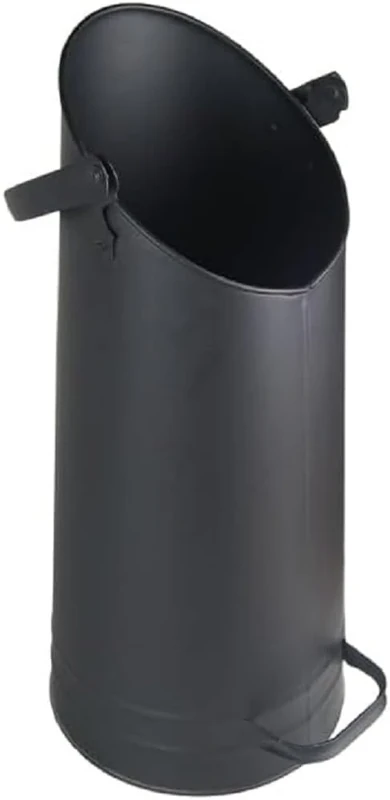 Valo Pellet Bucket (Steel Coal Bucket, Fireplace Bucket with Folding Handle, Charcoal Chuck, Pellet Container, Dimensions: 23 x 23 x 51 cm, Black) VK000505