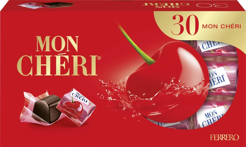 Ferrero Mon Chéri – Crunchy Chocolate, Fruity Liqueur and an Aromatic Cherry – 1 Pack of 30 Individual Pralines