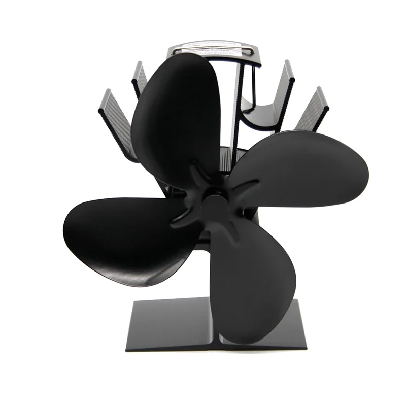 Valo VK000601 Stove Fan with 4 Blades, Without Power, Quiet, Dimensions: 18 x 9.5 x 18.3 cm, Black