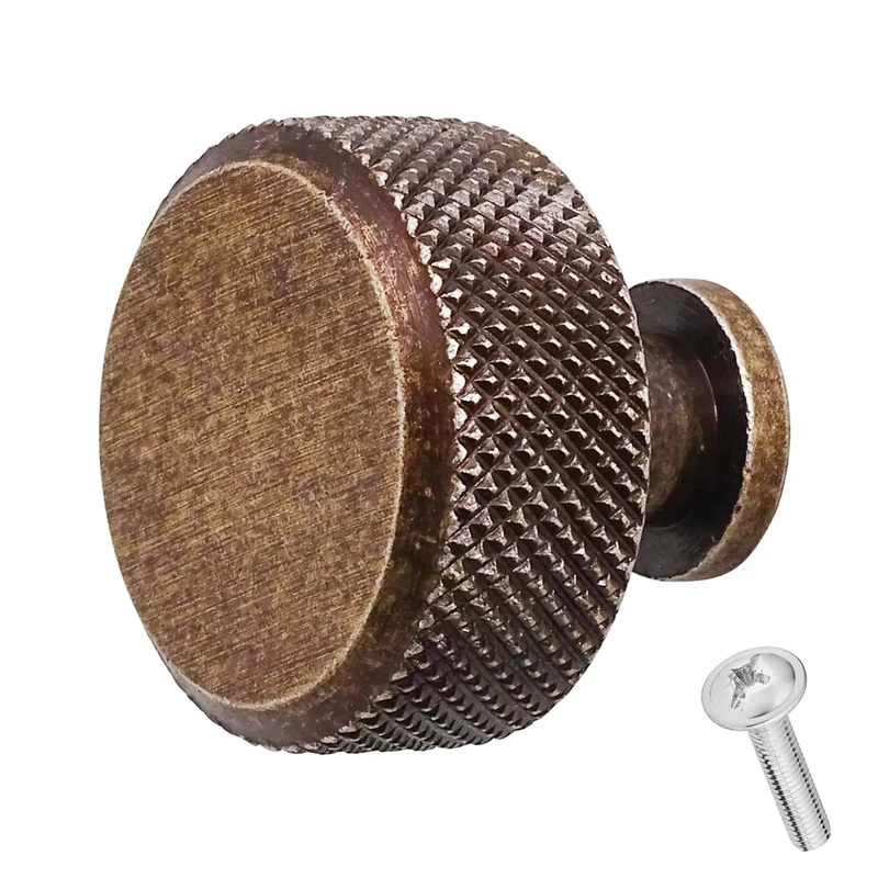 Decoranddecor Amelia Knurled 35mm Round Kitchen Cabinet Furniture Knobs Aluminium Antique Copper