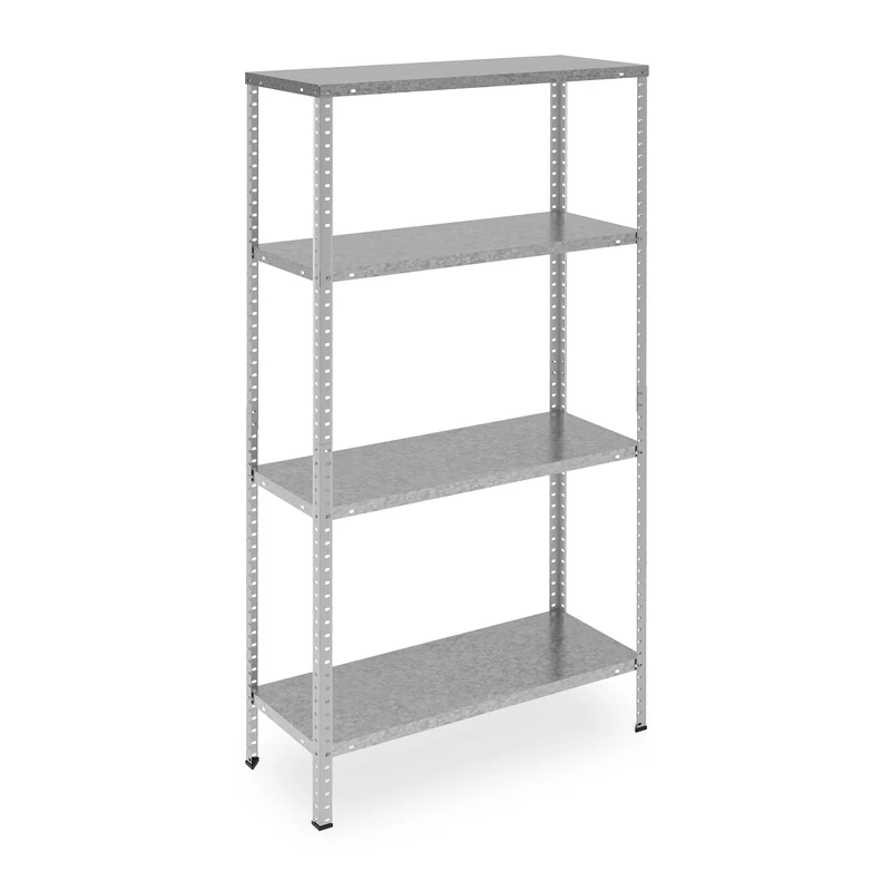 Relaxdays Metal Shelving Unit, Galvanised Steel, 4 Tiers, up to 160 kg, Heavy Duty, Storage, 150 x 75 x 30 cm, Silver - Image 1