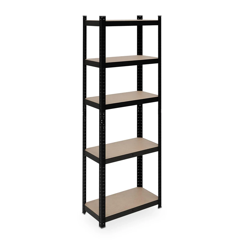 Relaxdays Heavy Duty Shelving Unit, 5 Shelves, 180 x 60 x 30 cm, Max. 500 kg, Garage & Warehouse, Steel, Plug-In, Black