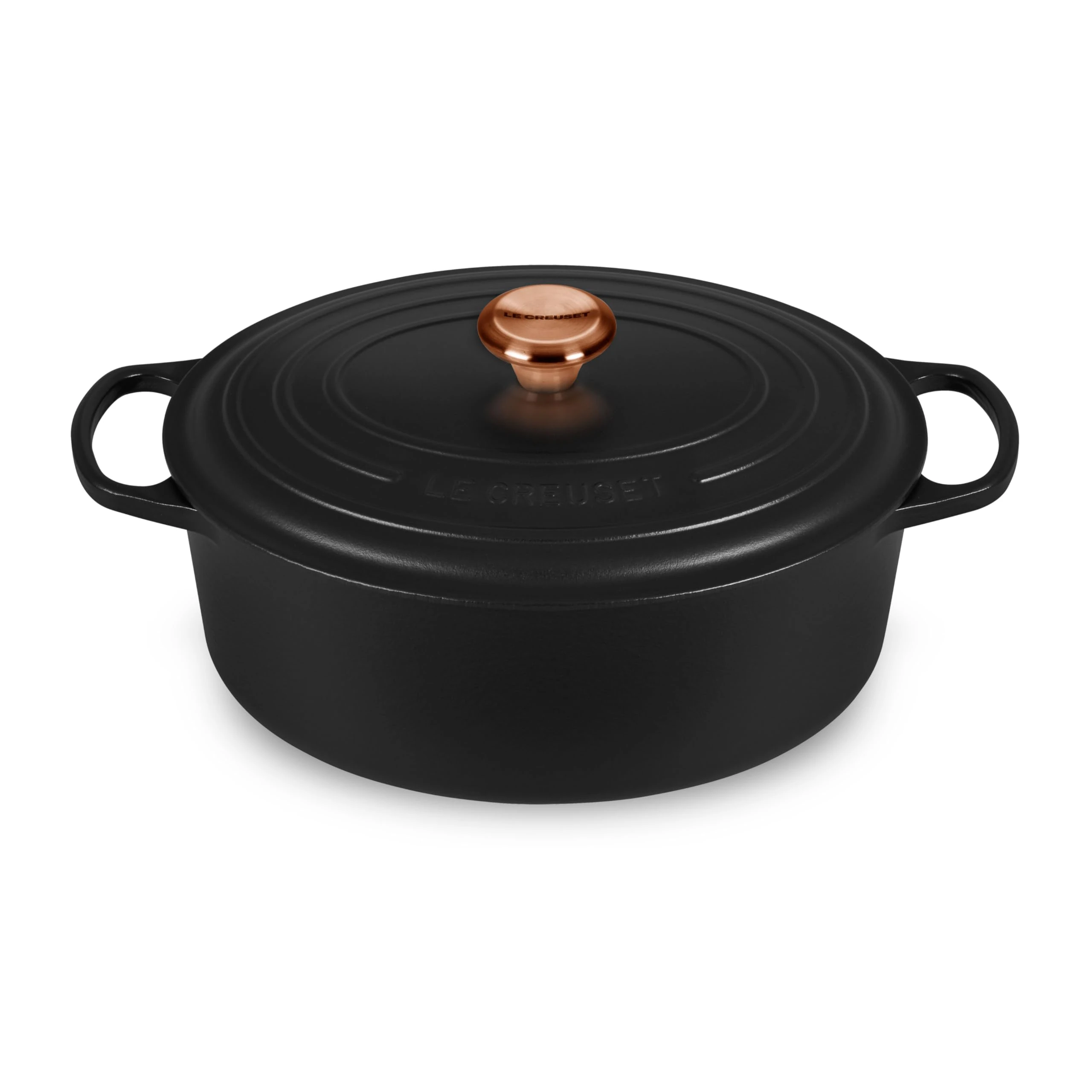 Le Creuset Signature 6.75-quart Round Wide Dutch Oven with Copper Knob (Licorice)