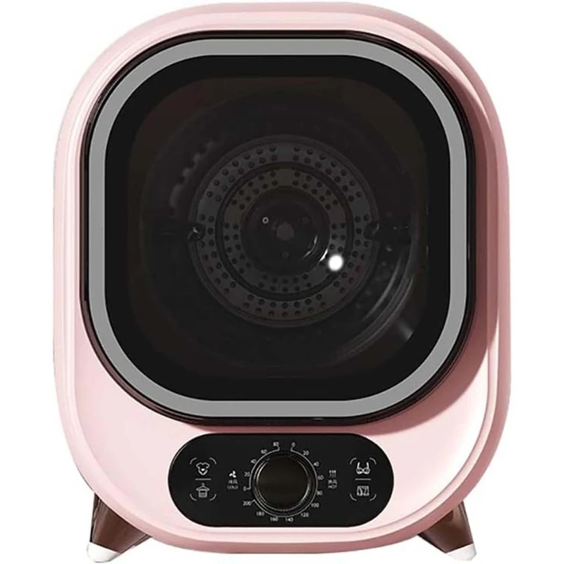 Small Dryer, Portable Capacitor Dryer, 5kg Vented Dryer, Ideal For Countertop Or Wall Mounted Use, Compact, Mini Centrifuge, 0.8kg Load Capacity,Pink