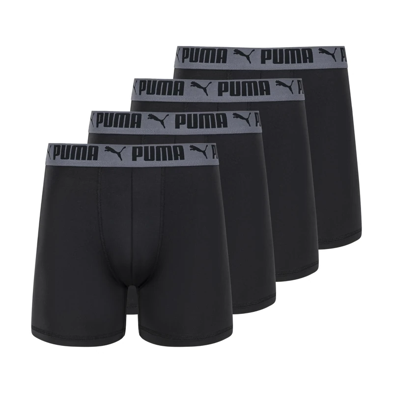 PUMA Men's 4 Pack Active Stretch Boxer Briefs, Black, L