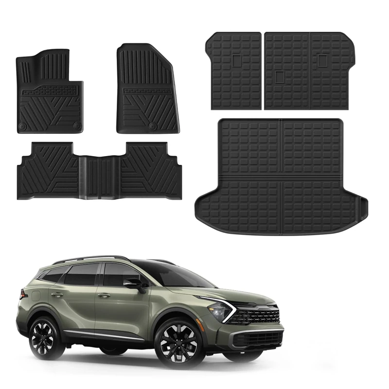 Rongtaod Floor Mats Compatible with 2023 2024 Kia Sportage Trunk Mat Cargo Mat Cargo Liner Back Seat Cover Protector No Hybrid Floor Liner Sportage Accessories (Trunk Mat+Backrest Mats+Floor Mats)