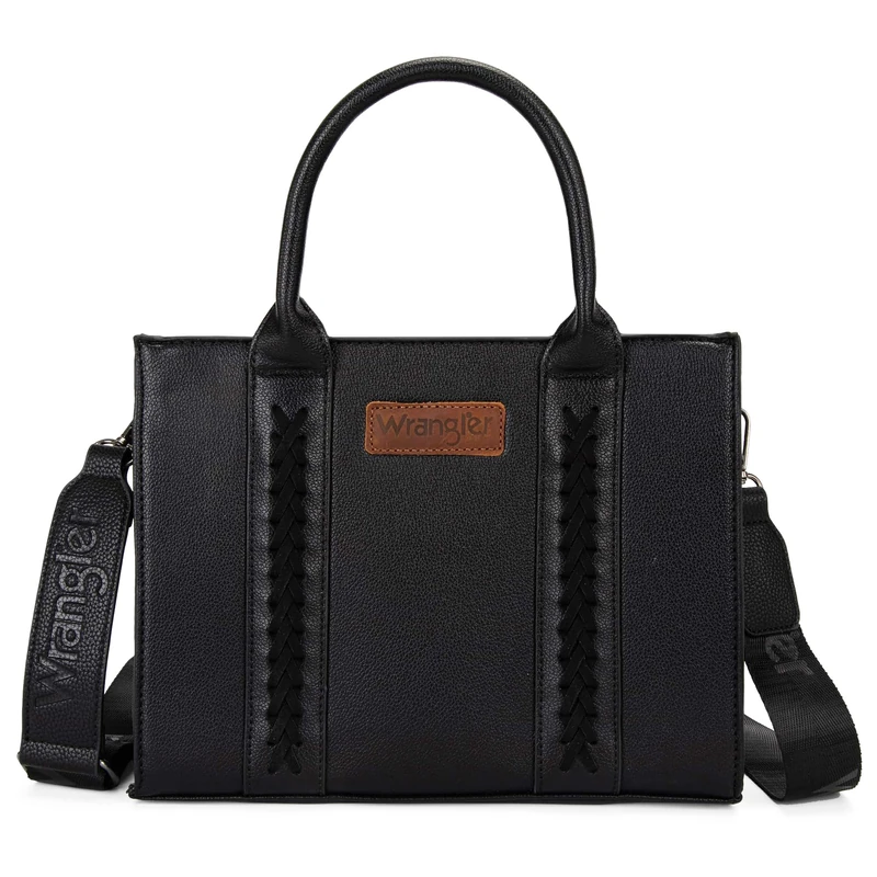 Wrangler Purse for Women Medium Tote Bag Handbags Top-Handle, Black, Medium-10.6 inch