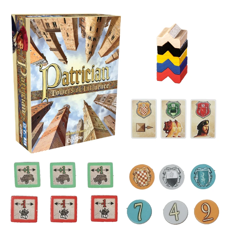 Calliope Games, Patrician: Towers of Influence, Board Game, Ages 8 and up, 2-5 Players, 20-40 Minutes or longer Playing Time