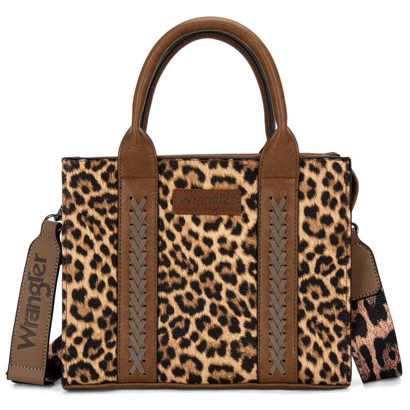 Wrangler Purse for Women Medium Tote Bag Handbags Top-Handle, Leopard, Medium-10.6 inch