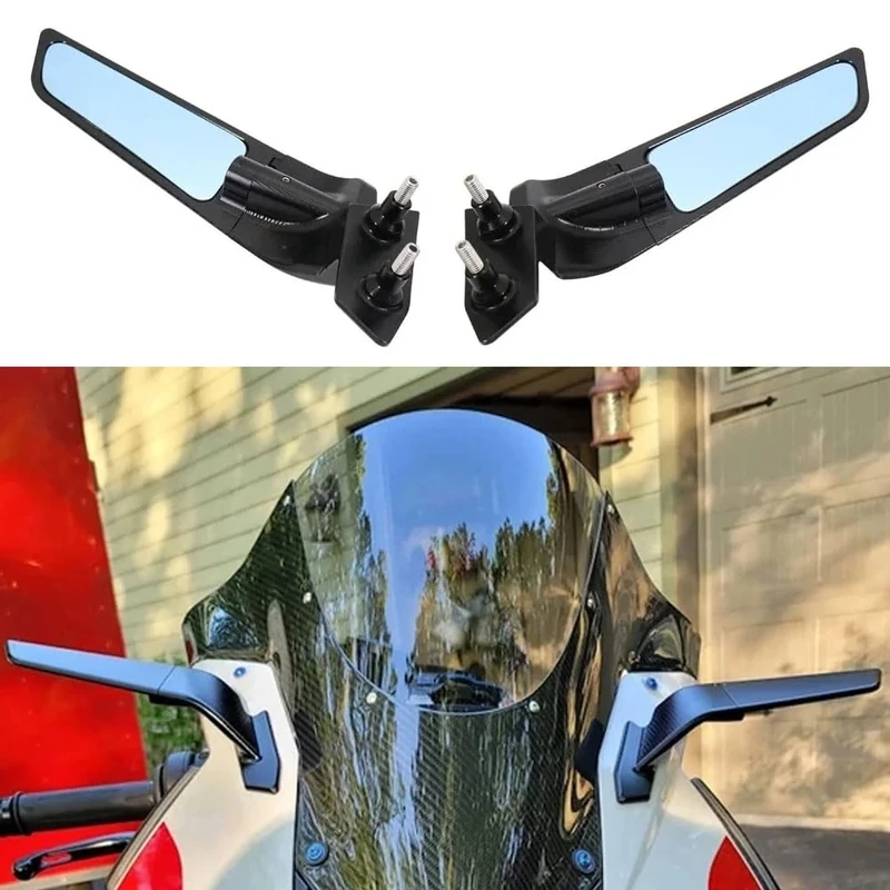 CNC Aluminum Motorcycle Mirrors Adjustable Wind Wing Side Mirrors Anti-Glare Rearview Mirrors Fits for BMW S1000RR 2019-2024 Black Motorcycle Rear View Mirrors (Year: 2019-2024)